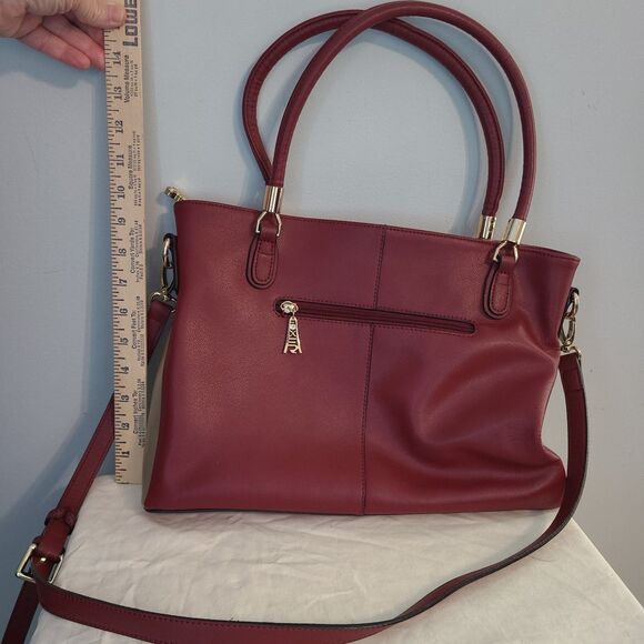 Foxer Italian Leather Deep Red/Gold Shoulder Crossbody Bag Purse Luxury Elegant - Picture 4 of 10